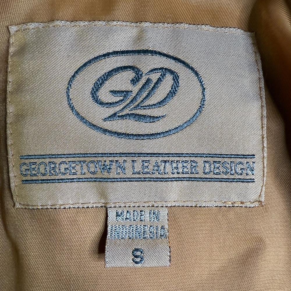 VTG Georgetown Leather Design Tan Suede Safari Jacket S Field Coat 100% Leather - Picture 8 of 14